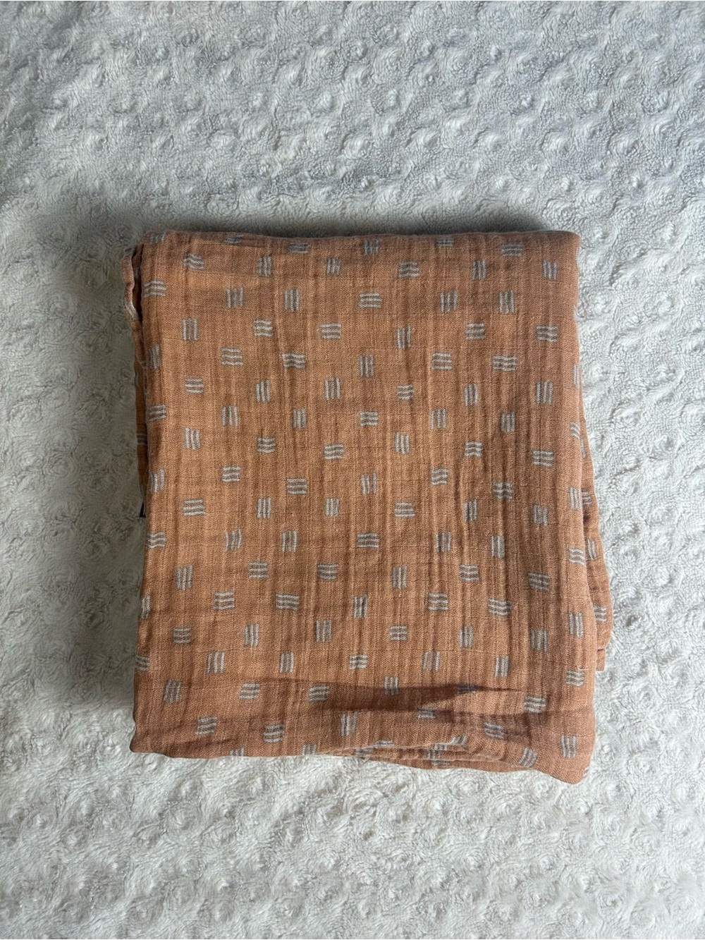 Gerber Modern Moments Baby Swaddle Blanket Gray Print Rust Brown Muslin Cotton